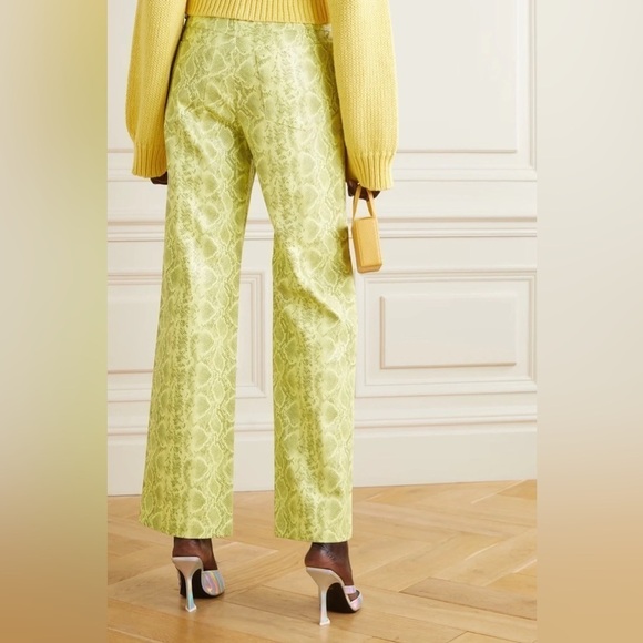 Rotate Birger Christensen Yellow Vegan  Snakeskin Trousers - Picture 2 of 15